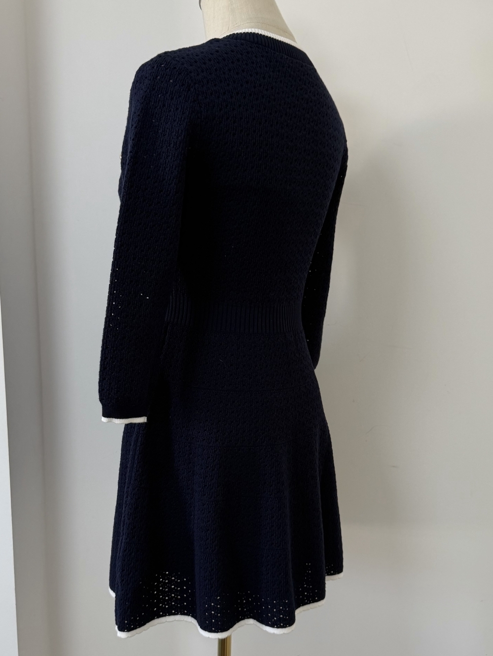 Self Portriat Navy Bow Knit Mini Dress - Picture 12 of 13